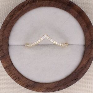 Yellow Gold Moissanite 925 Sterling Silver V Ring